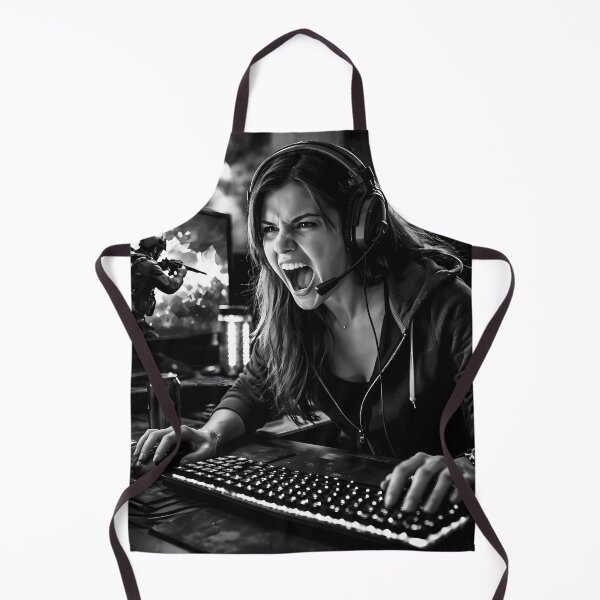 Item preview, Fierce Gamer Girl Shouting Into Midnight Digital Battle designed and sold by ArtaFutura.