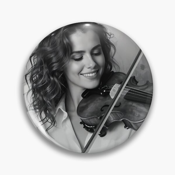 Item preview, Smiling Violinist Playing Soulful Melody in Monochrome Portrait designed and sold by ArtaFutura.