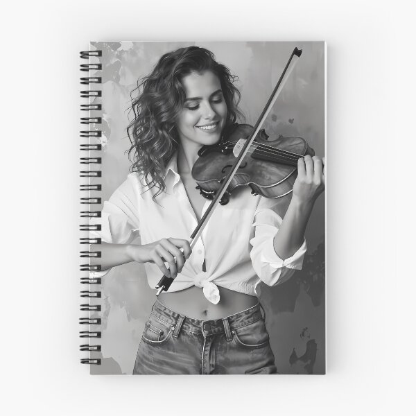 Item preview, Smiling Violinist Playing Soulful Melody in Monochrome Portrait designed and sold by ArtaFutura.