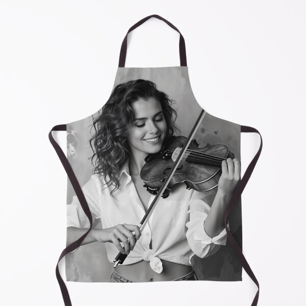 Item preview, Smiling Violinist Playing Soulful Melody in Monochrome Portrait designed and sold by ArtaFutura.