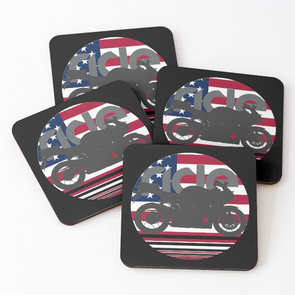 Item preview, Ride Motorcycle USA Flag Silhouette Design designed and sold by FroggyBaBoy.