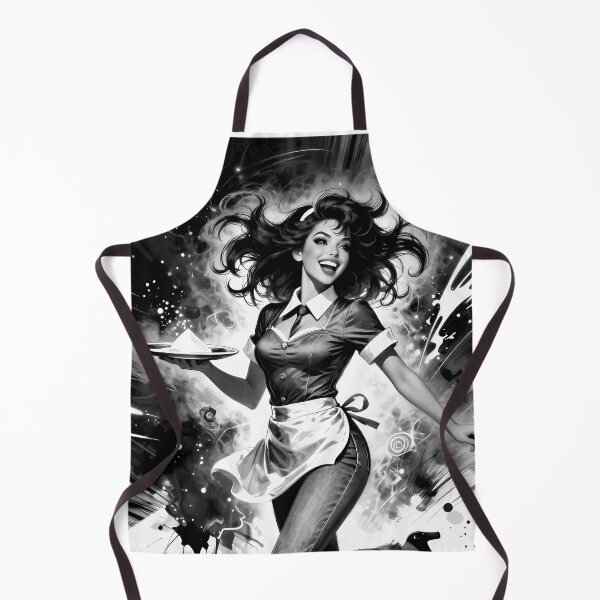 Item preview, Joyful Retro Waitress Dancing Through Monochrome Diner Dreams designed and sold by ArtaFutura.