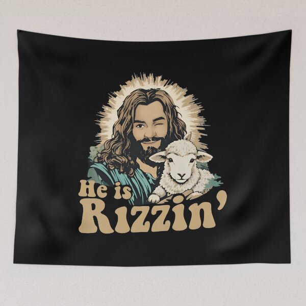 Item preview, He Is Rizzin Winking Jesus Lamb Retro T-Shirt designed and sold by Dmo3HarkoArt.