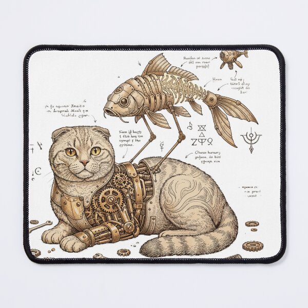 Item preview, Steampunk Cat Mechanical Blueprint Shirt Vintage Engineering Kitten Sci Fi Animal Design designed and sold by Anastasiia Yurevych.