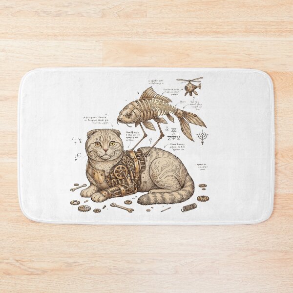 Item preview, Steampunk Cat Mechanical Blueprint Shirt Vintage Engineering Kitten Sci Fi Animal Design designed and sold by Anastasiia Yurevych.