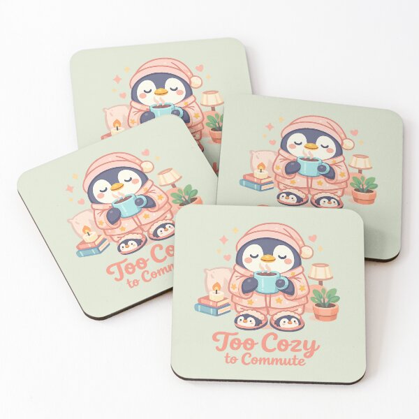 Item preview, Too Cozy to Commute Penguin | Cute Cozy Pajamas Animal Illustration designed and sold by PopCulturePixel.