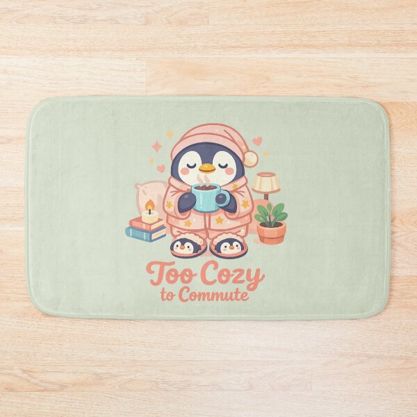 Item preview, Too Cozy to Commute Penguin | Cute Cozy Pajamas Animal Illustration designed and sold by PopCulturePixel.
