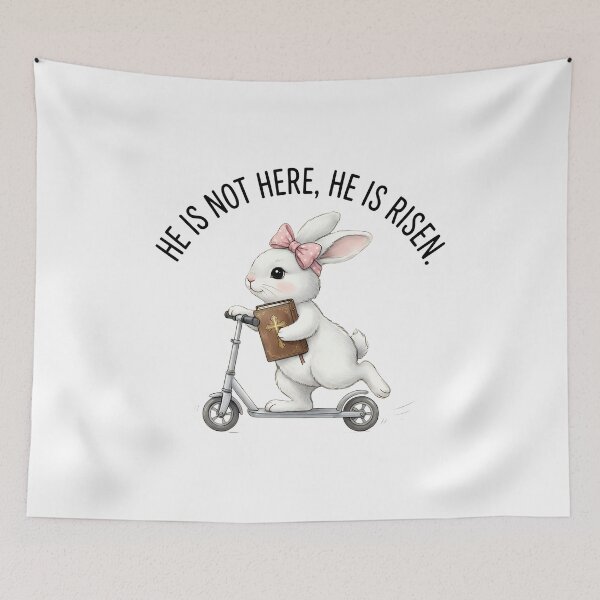 Item preview, Bunny Riding Scooter He Is Risen Tee designed and sold by Dmo3HarkoArt.