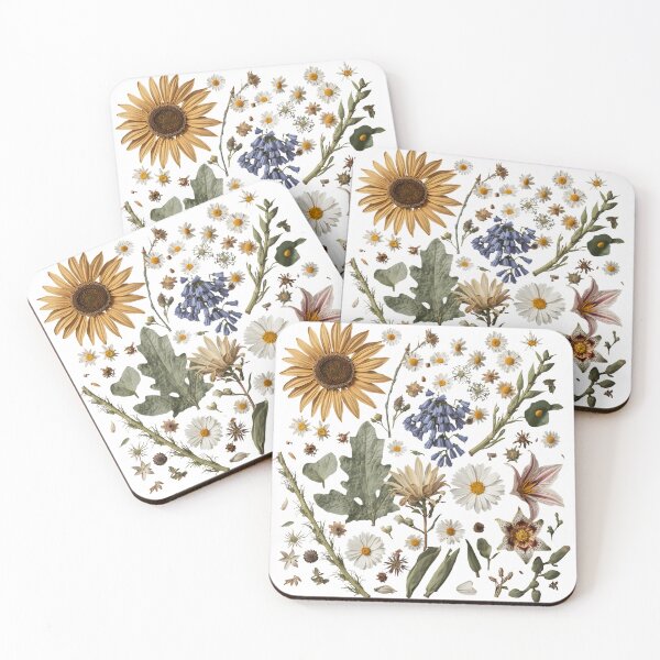 Item preview, Vintage Botanical Wildflower Collage on Black Background designed and sold by Kavya Art.