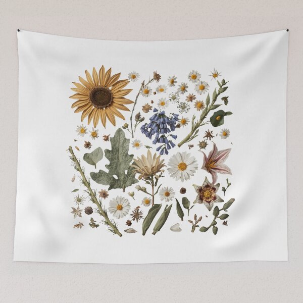 Item preview, Vintage Botanical Wildflower Collage on Black Background designed and sold by Kavya Art.