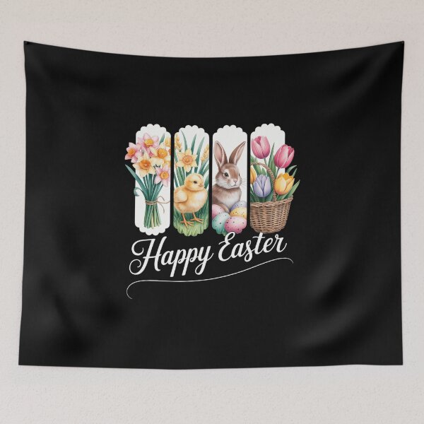 Item preview, Brushstroke Happy Easter Bunny Chick Eggs Florals designed and sold by IdunayaStore.