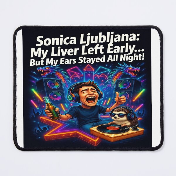 Item preview, Sonica Ljubljana Funny Rave Shirt My Liver Left Early EDM Festival DJ Hedgehog Graphic Tee designed and sold by Sushikidsntod.