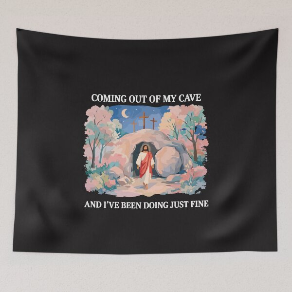 Item preview, Jesus Coming Out Of My Cave Funny Christian Meme Vintage Distressed Humor designed and sold by kiralynstration.