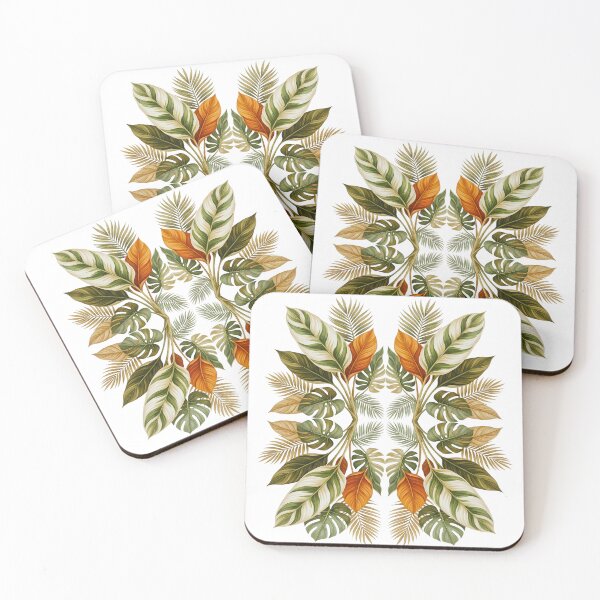 Item preview, green retro floral mid century modern leaves designed and sold by ArtivioShop.