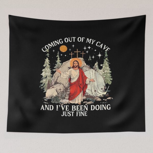Item preview, Jesus Cave Meme Resurrection Coming Out Fine designed and sold by Dmo3HarkoArt.