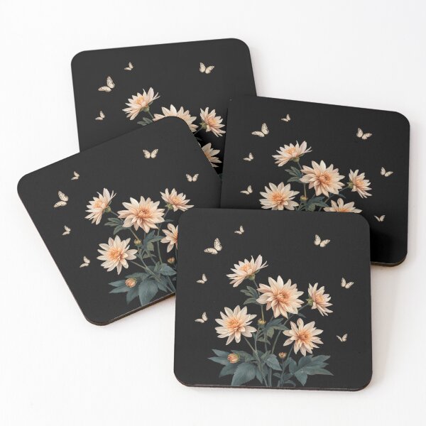 Item preview, Pink dahlias and butterflies designed and sold by uunaa.
