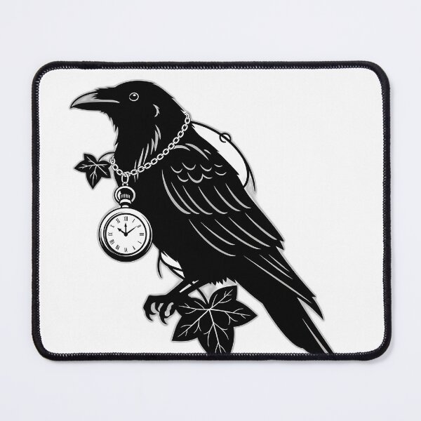 Item preview, Raven With Pocket Watch Charm And Ivy Leaf designed and sold by pumsquare.