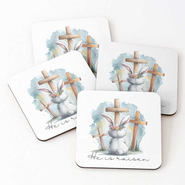 Item preview, He Is Risen Bunny Watercolor Faith Easter designed and sold by Dmo3HarkoArt.