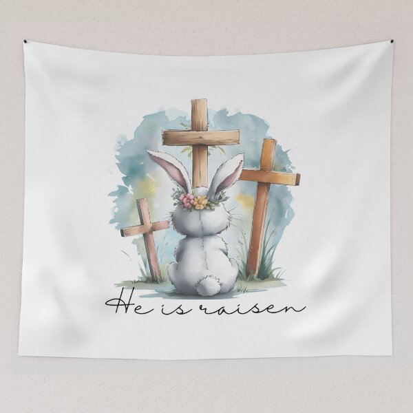 Item preview, He Is Risen Bunny Watercolor Faith Easter designed and sold by Dmo3HarkoArt.