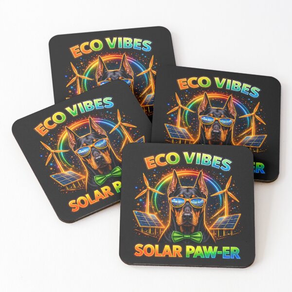 Item preview, Doberman Solar Punk – Eco Vibes Solar Paw-er Dog Print Design designed and sold by PixelsPaws.