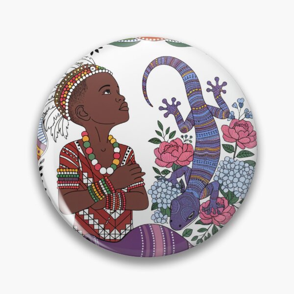 Item preview,  boy with a lizard in the style of aboriginal art designed and sold by Stellar Geometry.