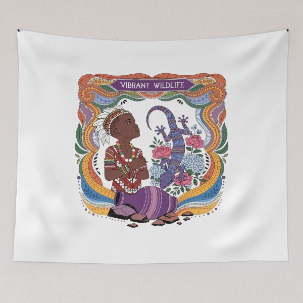 Item preview,  boy with a lizard in the style of aboriginal art designed and sold by Stellar Geometry.