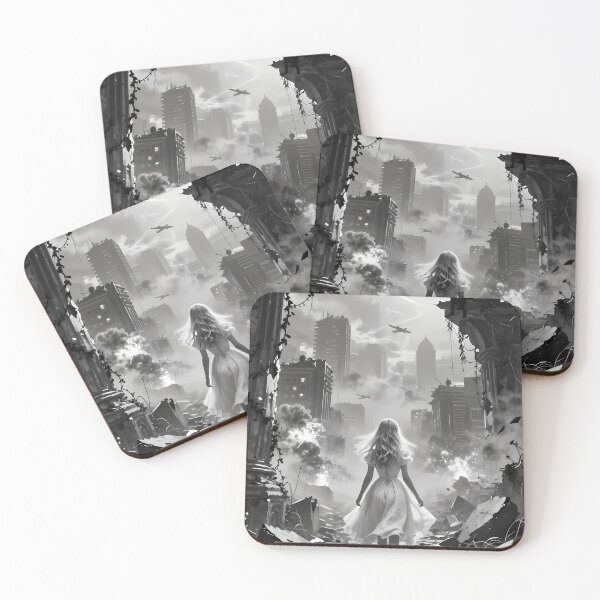 Item preview, Lone Girl Walking Through Ruined War Wonderland designed and sold by ArtaFutura.