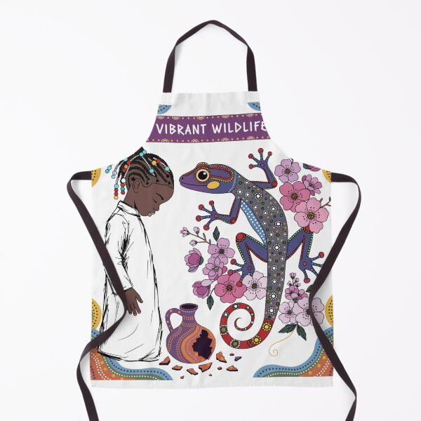 Item preview, boy with a lizard in the style of aboriginal art designed and sold by Stellar Geometry.