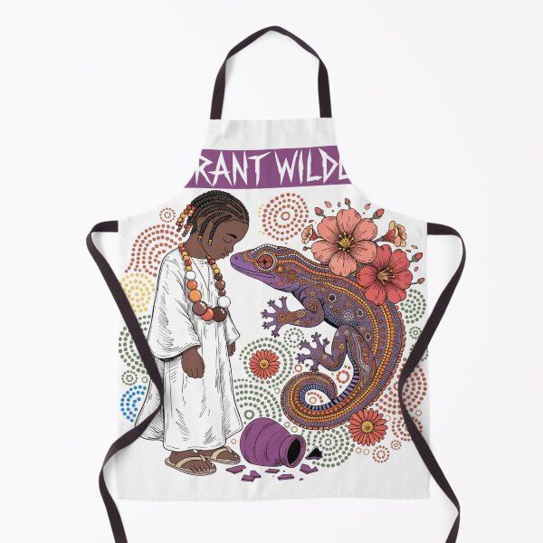 Item preview, boy with a lizard in the style of aboriginal art designed and sold by Stellar Geometry.