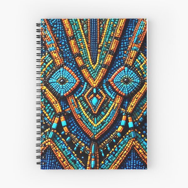 Item preview, Tribal Spirit: Intricate Blue & Gold Beadwork Pattern designed and sold by Serene Strokes Art.