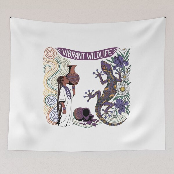 Item preview, Woman with a lizard in the style of aboriginal art designed and sold by Stellar Geometry.