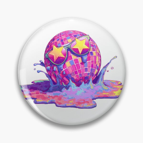 Item preview, Creative Pink Disco Ball Illustration with Star Sunglasses Melting into Neon Paint Splatter designed and sold by Niageadon.