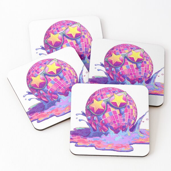 Item preview, Creative Pink Disco Ball Illustration with Star Sunglasses Melting into Neon Paint Splatter designed and sold by Niageadon.
