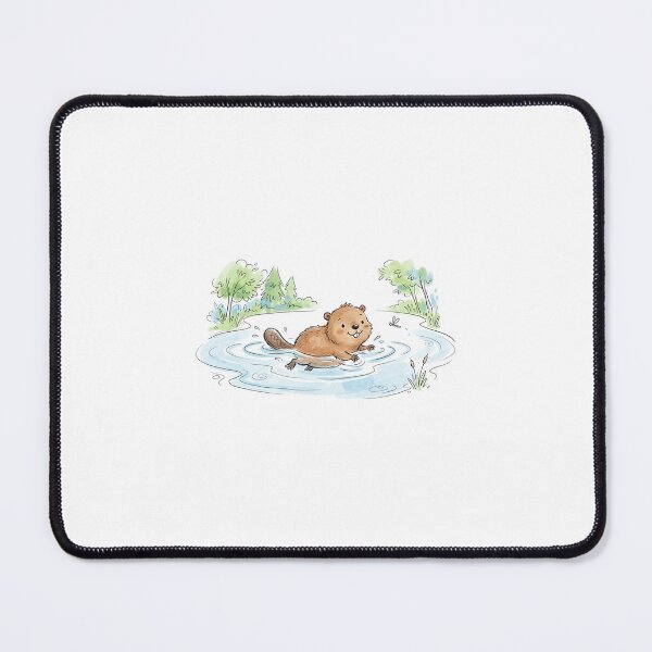 Item preview, cute beaver swimming in a pond designed and sold by haebalagii.