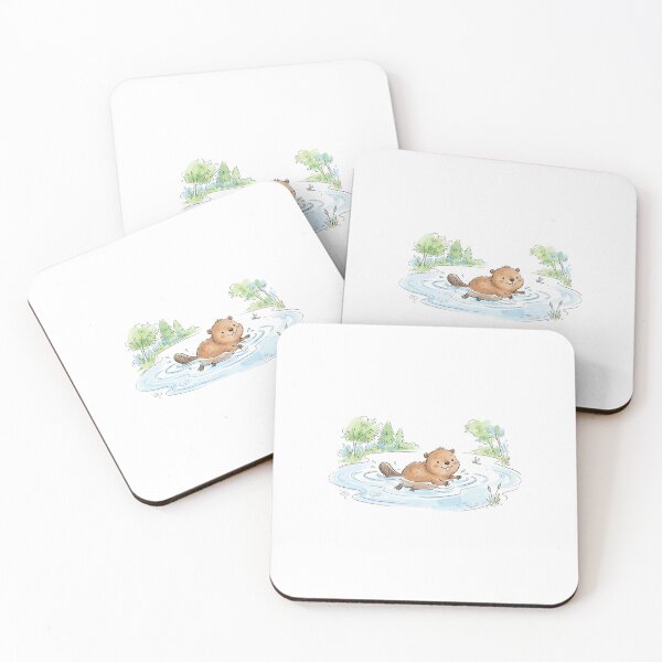 Item preview, cute beaver swimming in a pond designed and sold by haebalagii.