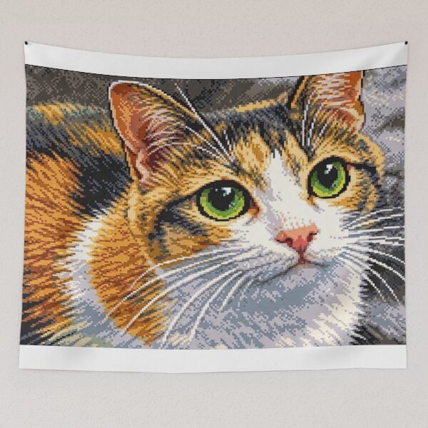 Item preview, Calico Cat Portrait – Embroidery Style Art designed and sold by EchoWave11.