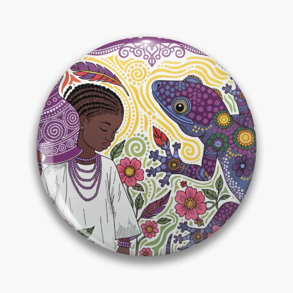 Item preview, Woman with a lizard in the style of aboriginal art designed and sold by Stellar Geometry.