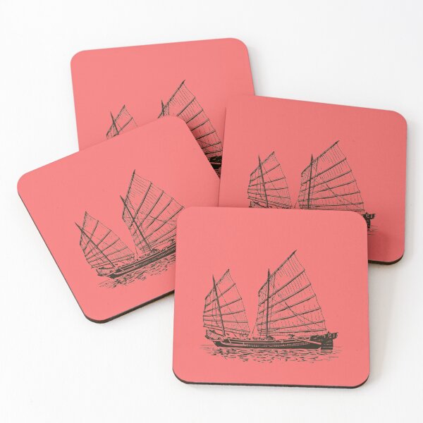 Item preview, Golden Sailboat Art – Traditional Chinese Junk Ship Night Aesthetic Design designed and sold by Rebel Weave.