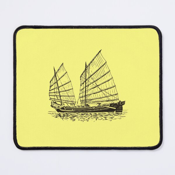 Item preview, Golden Sailboat Art – Traditional Chinese Junk Ship Night Aesthetic Design designed and sold by Rebel Weave.