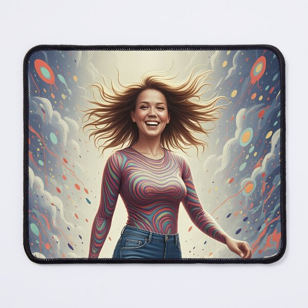 Item preview, Joyful Woman Walking Through Psychedelic Light and Color designed and sold by ArtaFutura.