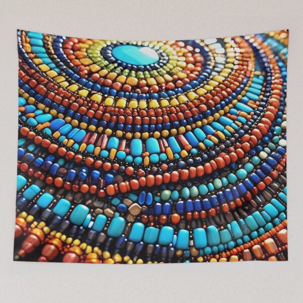 Item preview, Rainbow Mosaic: Macro Beadwork Mandala Texture designed and sold by Serene Strokes Art.