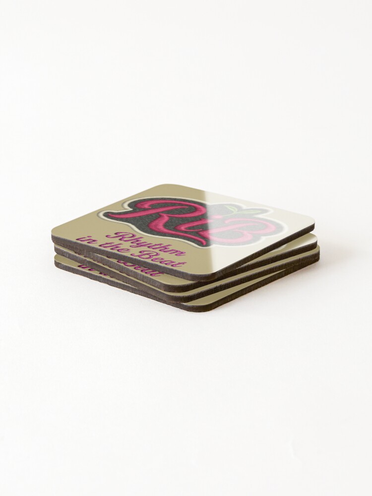 Thumbnail 4 of 5, Coasters (Set of 4), Tactile 3D Raspberry Felt Patch Varsity Script designed and sold by Rib-Brand.