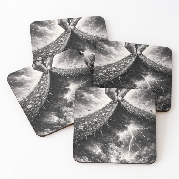 Item preview, Hand Lifting Meadow to Reveal Storm Beneath Earth designed and sold by ArtaFutura.