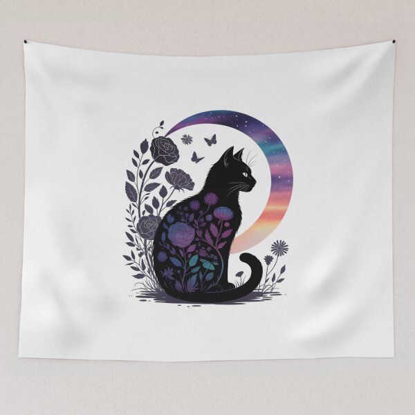 Item preview, Celestial Cat Floral Moon Cat designed and sold by FaithAbbott.