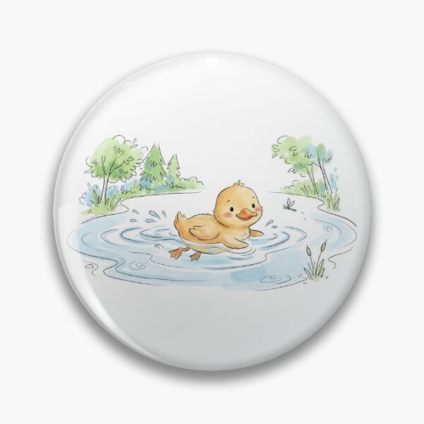 Item preview, cute duck swimming in a pond designed and sold by haebalagii.