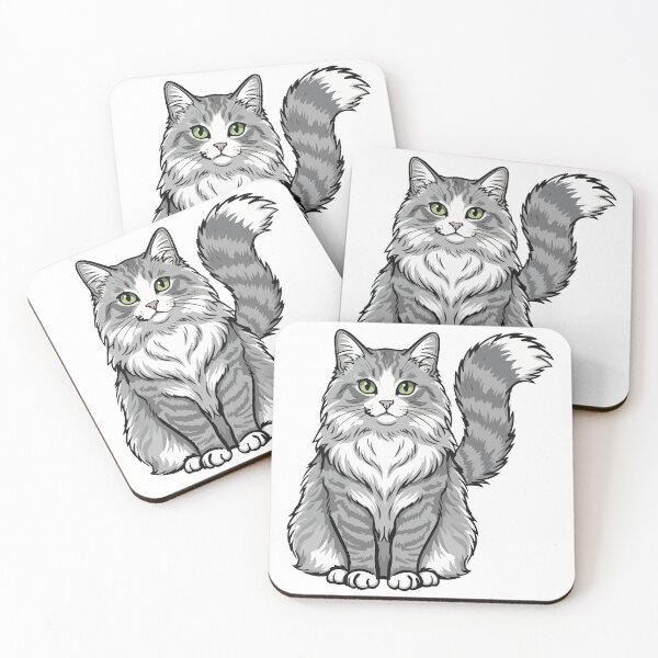 Item preview, Norwegian Forest Cat Grey and White Majestic Portrait designed and sold by PixelStudioBe.