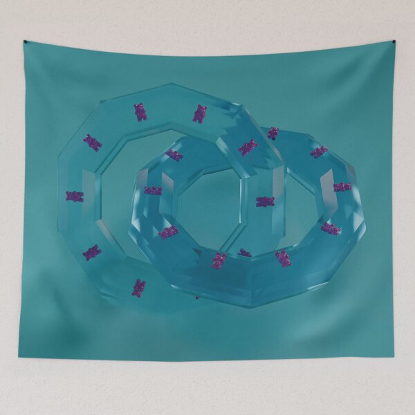 Item preview, Surreal Teal Glass Rings with Purple Gummy Bears designed and sold by CMYK-Glass.