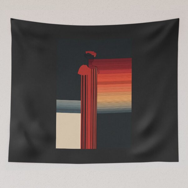 Item preview, Abstract Red Sunset and Vertical Stripes designed and sold by BestVarieties.