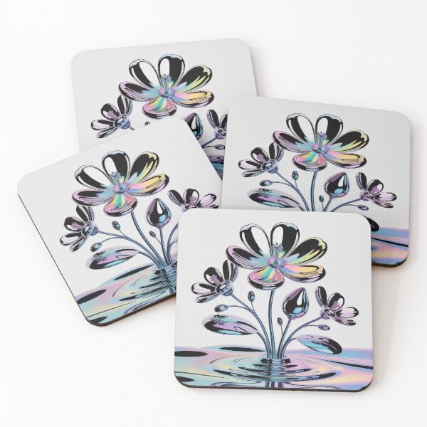 Item preview, Liquid Chrome Botanical Art – Y2K Futuristic Metallic Floral Design designed and sold by Tamas Das.