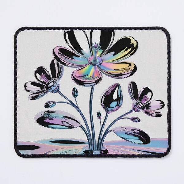 Item preview, Liquid Chrome Botanical Art – Y2K Futuristic Metallic Floral Design designed and sold by Tamas Das.